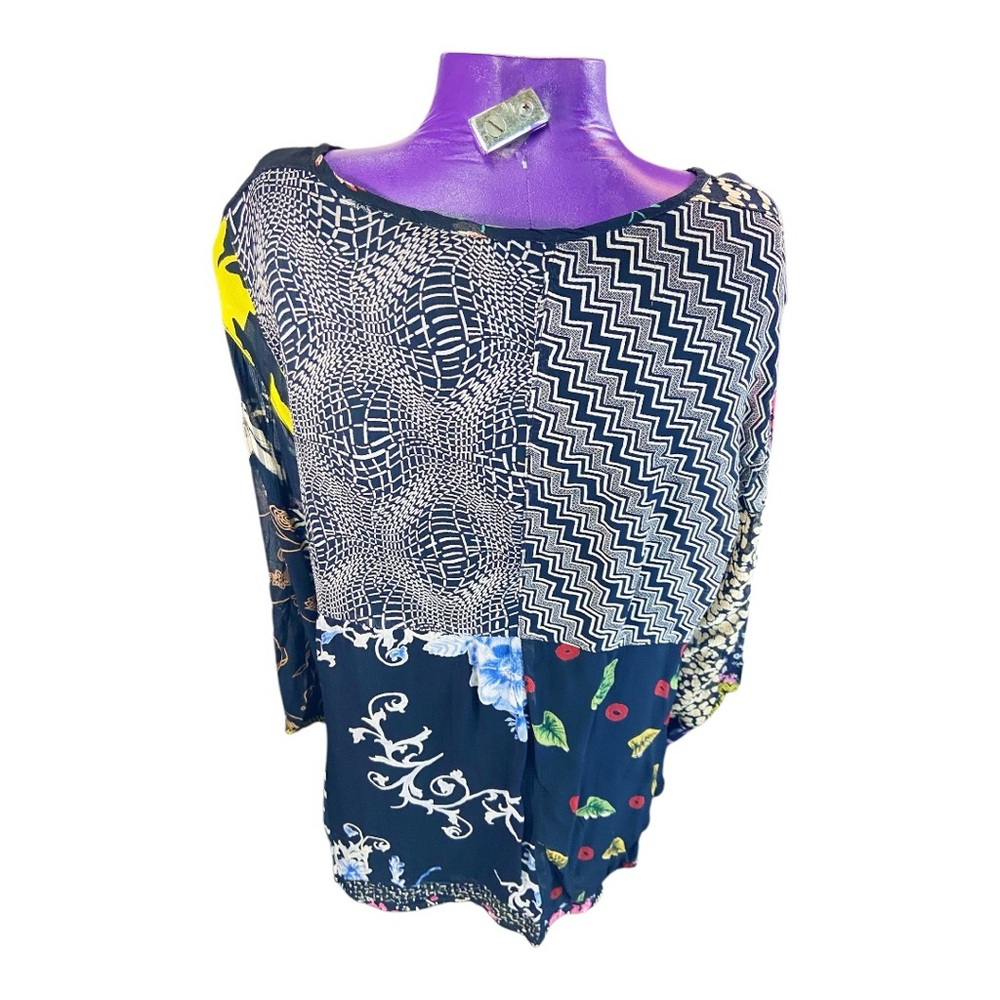 Sacred Threads Black Floral Patchwork Women's Ray… - image 3